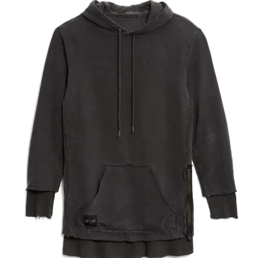 True Religion X Westbrook Layered Washed Black Gray Hoodie